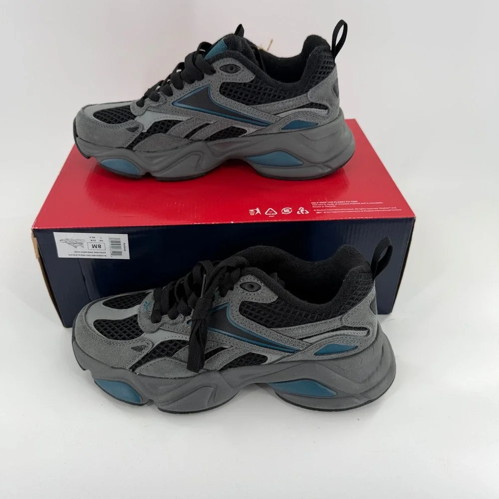 Reebok M‎ Charge Mens Grey Blue Black Athletic Sneakers AR30246M-NMB Size 8M